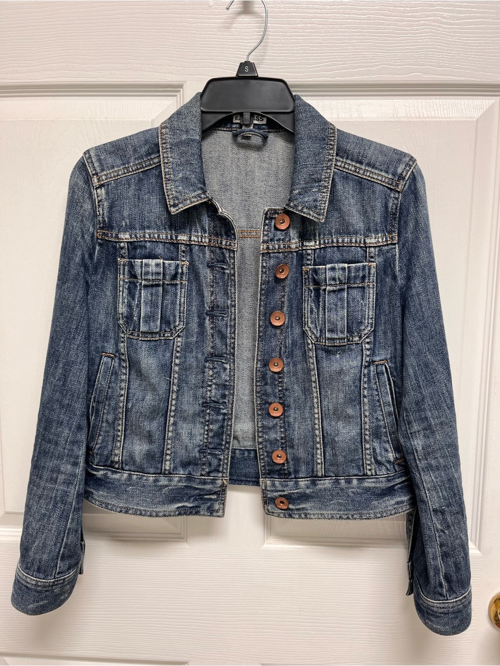 Express Women's Blue Washed Denim Jacket